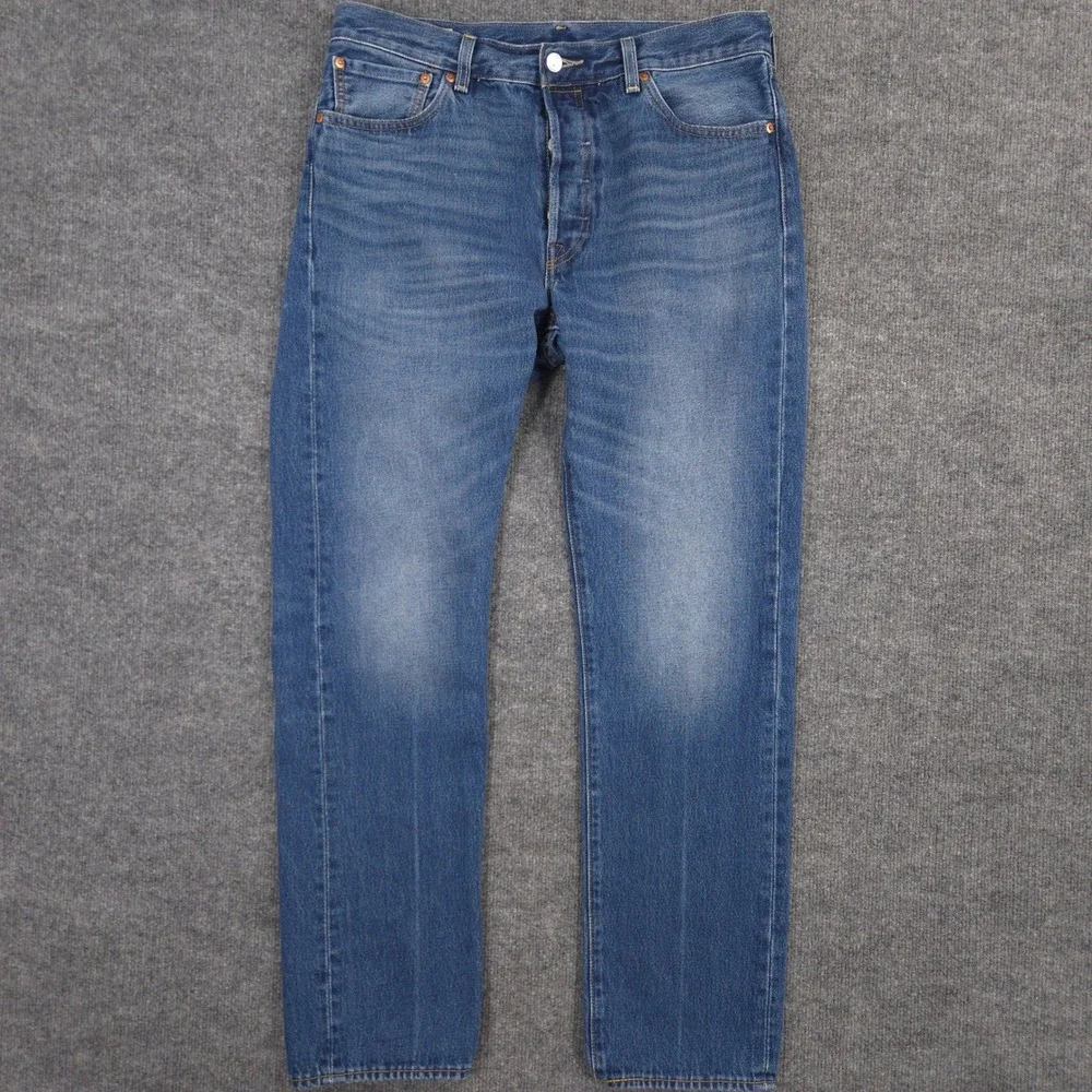 Levis Jeans Mens 33X32 Blue Premium 501 '54 Straight Big E Medium Wash Denim